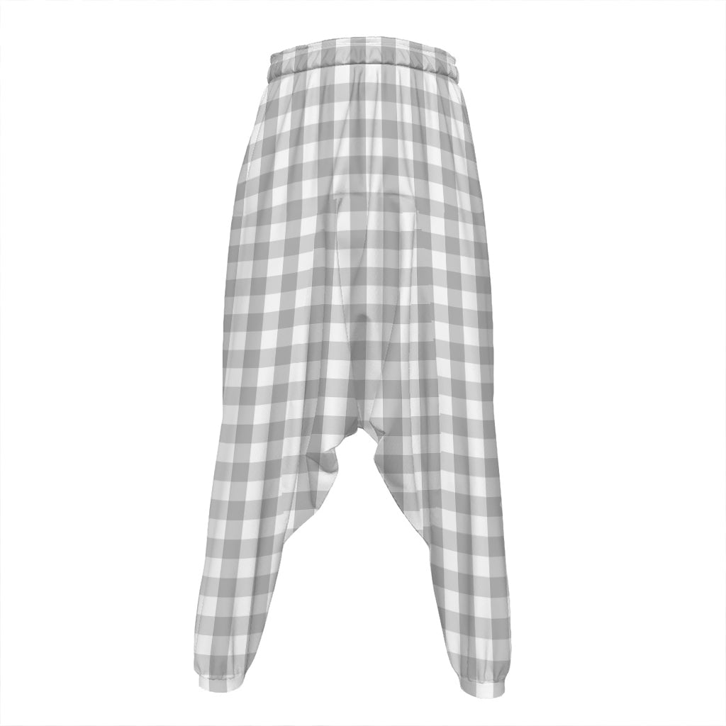 Grey And White Check Pattern Print Hammer Pants