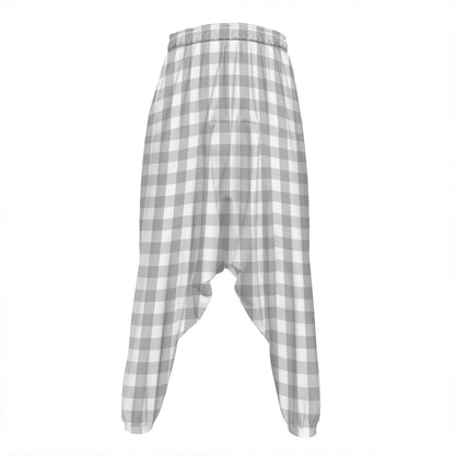 Grey And White Check Pattern Print Hammer Pants