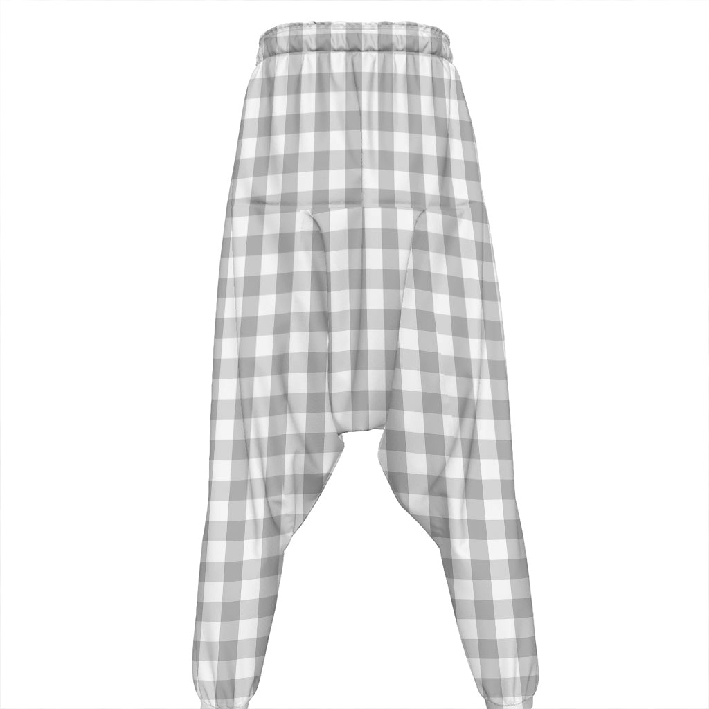 Grey And White Check Pattern Print Hammer Pants