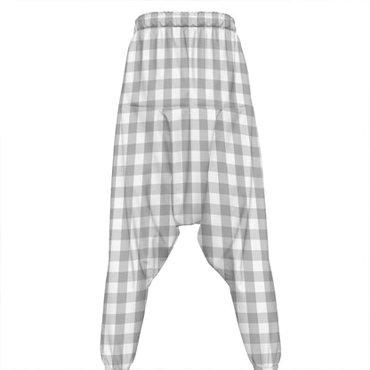 Grey And White Check Pattern Print Hammer Pants