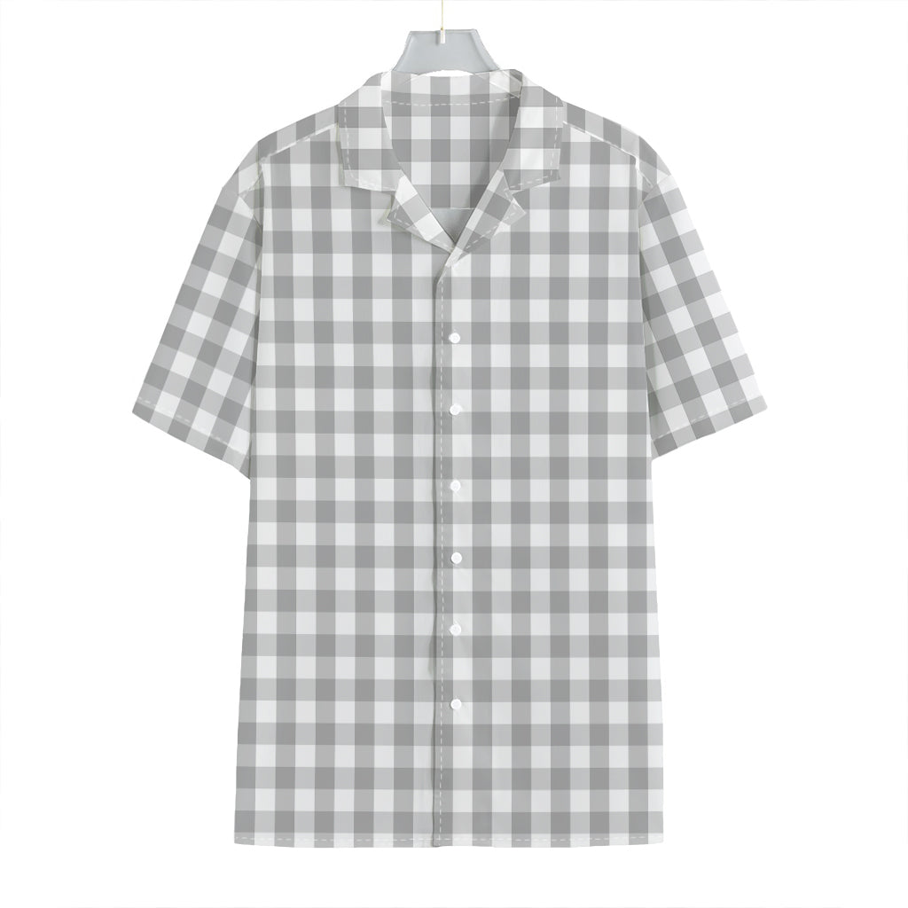 Grey And White Check Pattern Print Hawaiian Shirt