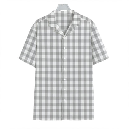 Grey And White Check Pattern Print Hawaiian Shirt