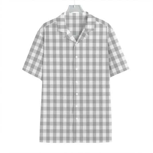 Grey And White Check Pattern Print Hawaiian Shirt