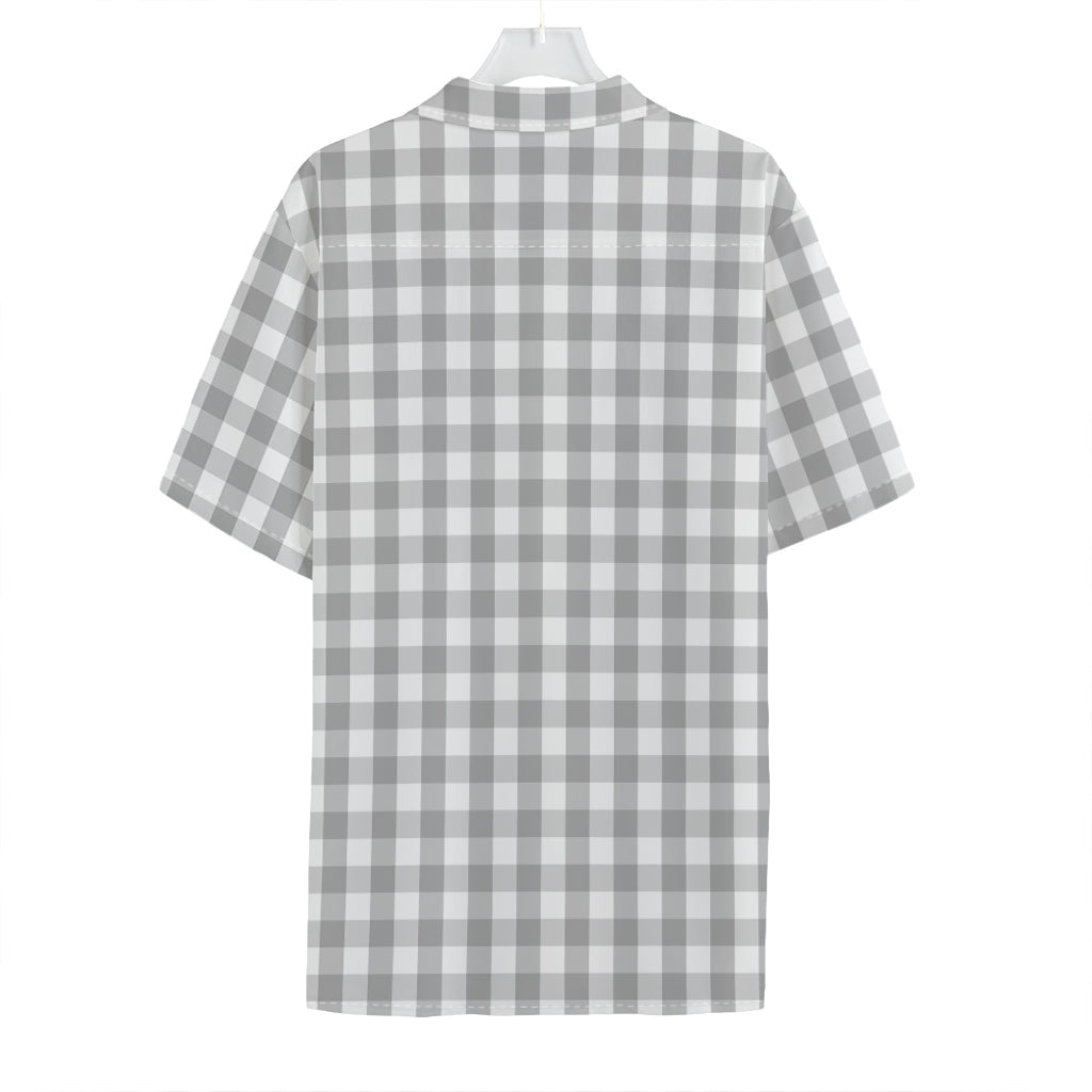 Grey And White Check Pattern Print Hawaiian Shirt