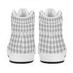 Grey And White Check Pattern Print High Top Leather Sneakers