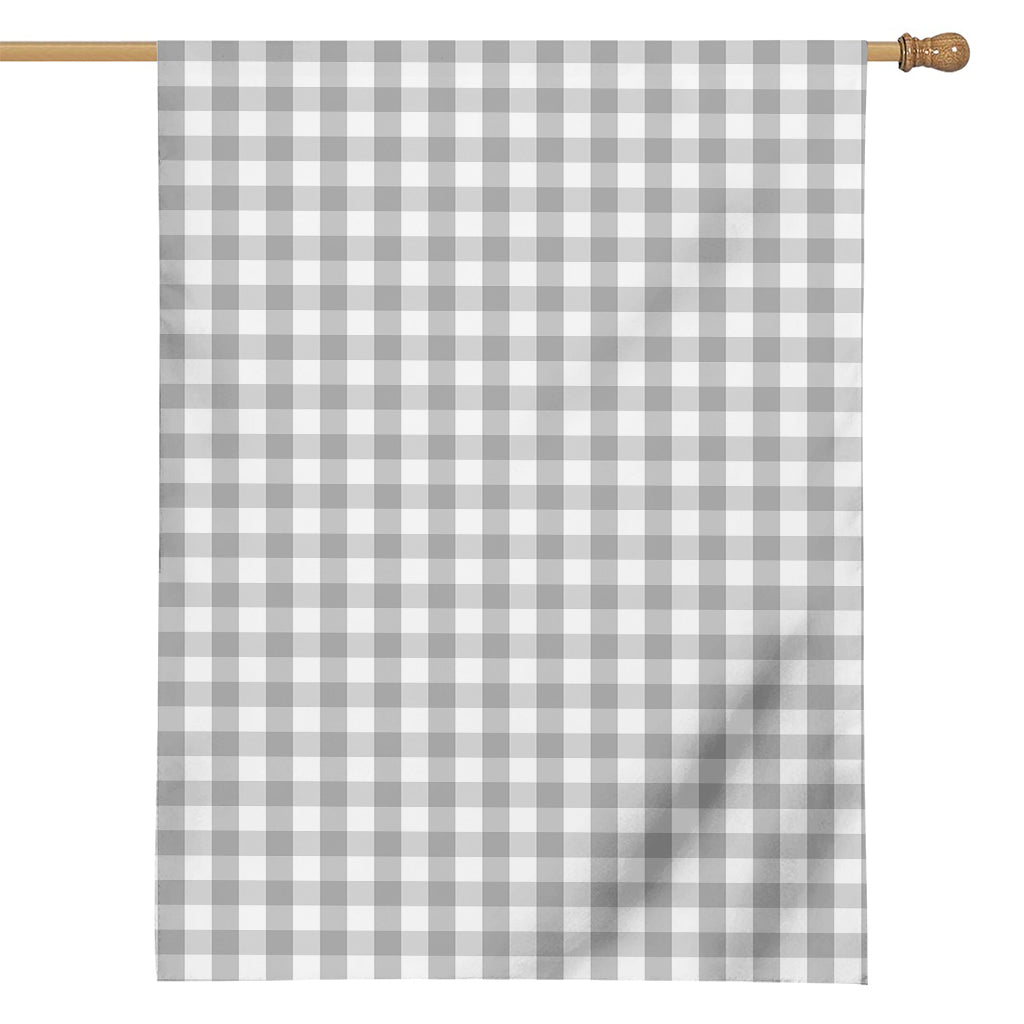 Grey And White Check Pattern Print House Flag