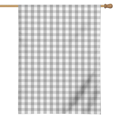 Grey And White Check Pattern Print House Flag