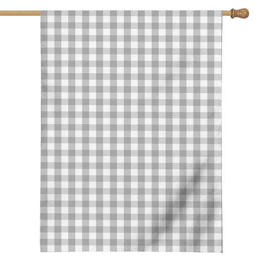 Grey And White Check Pattern Print House Flag
