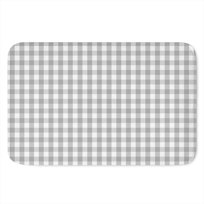 Grey And White Check Pattern Print Indoor Door Mat