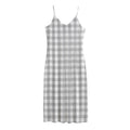 Grey And White Check Pattern Print Jersey Midi Cami Dress