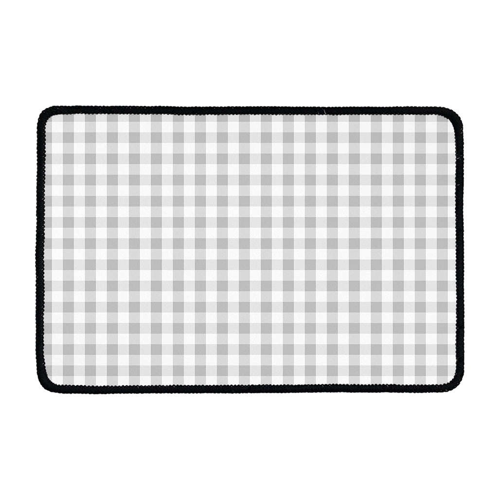 Grey And White Check Pattern Print Kitchen Mat