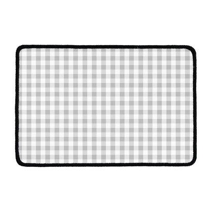 Grey And White Check Pattern Print Kitchen Mat