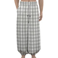 Grey And White Check Pattern Print Lantern Pants