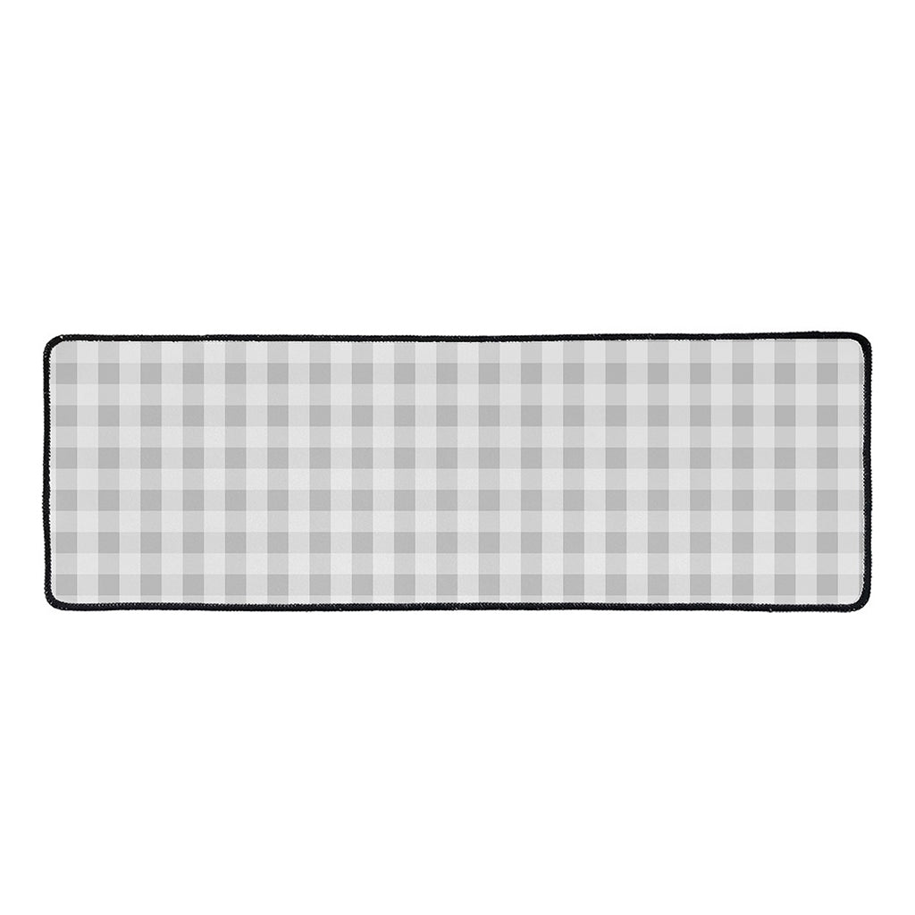 Grey And White Check Pattern Print Long Kitchen Mat