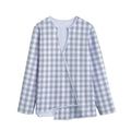 Grey And White Check Pattern Print Long Sleeve Short Coat