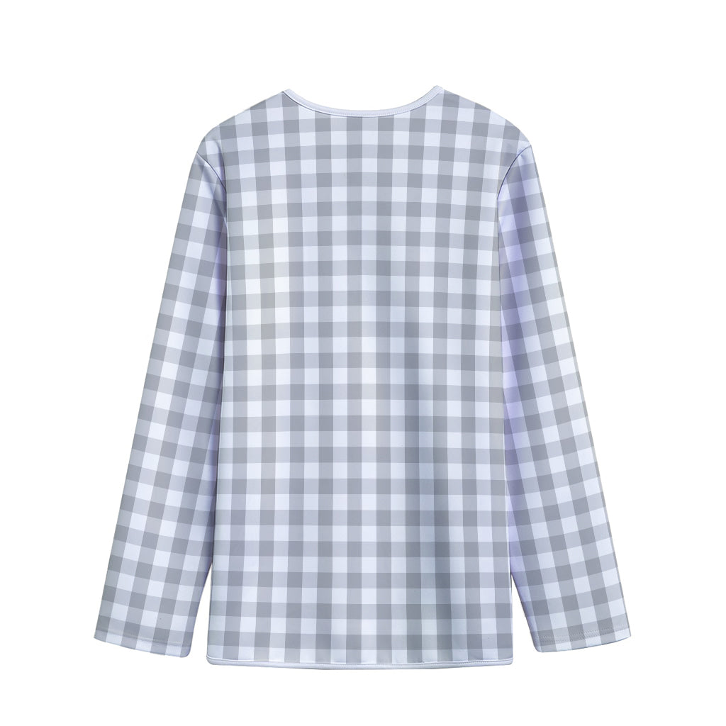 Grey And White Check Pattern Print Long Sleeve Short Coat