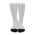 Grey And White Check Pattern Print Long Socks