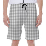 Grey And White Check Pattern Print Men's Beach Shorts