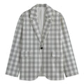 Grey And White Check Pattern Print Men's Blazer