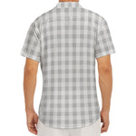 Grey And White Check Pattern Print Men's Deep V-Neck Shirt