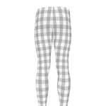 Grey And White Check Pattern Print Men's leggings