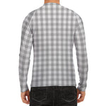 Grey And White Check Pattern Print Men's Long Sleeve Rash Guard