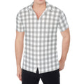 Grey And White Check Pattern Print Men's Shirt