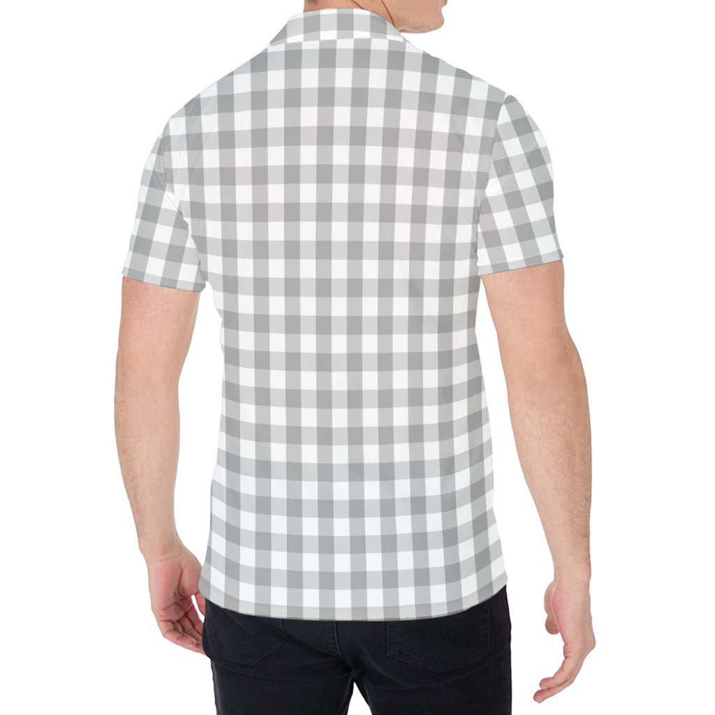Grey And White Check Pattern Print Men's Shirt