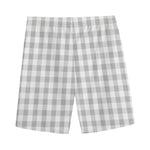Grey And White Check Pattern Print Men's Sports Shorts