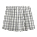 Grey And White Check Pattern Print Mesh Shorts
