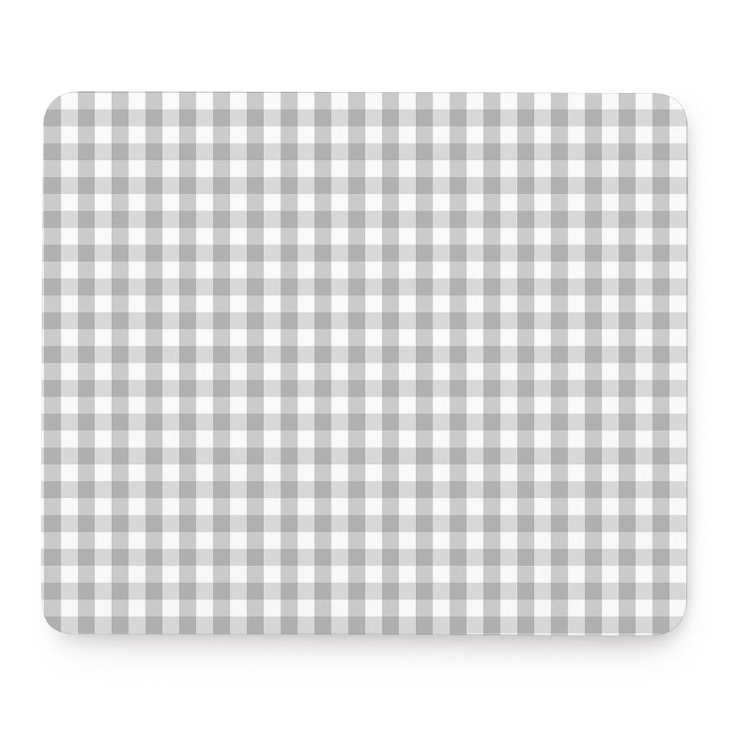 Grey And White Check Pattern Print Mouse Pad