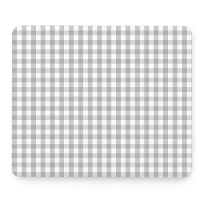 Grey And White Check Pattern Print Mouse Pad