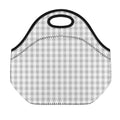 Grey And White Check Pattern Print Neoprene Lunch Bag