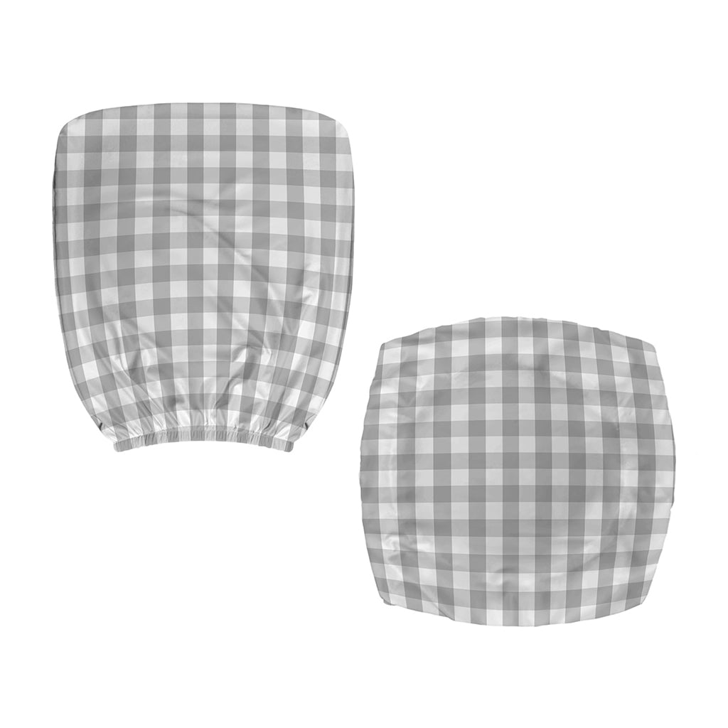 Grey And White Check Pattern Print Office Chair Cover