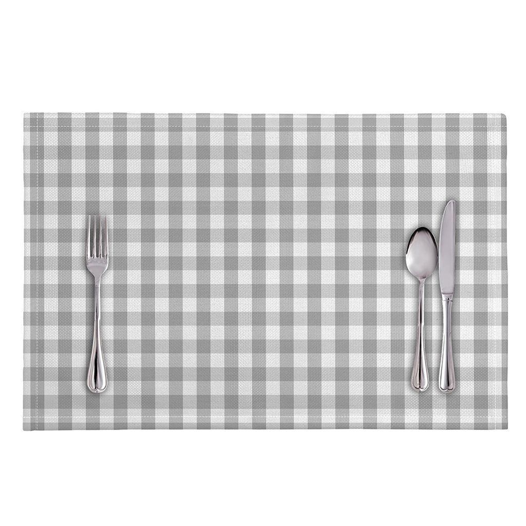 Grey And White Check Pattern Print Placemat