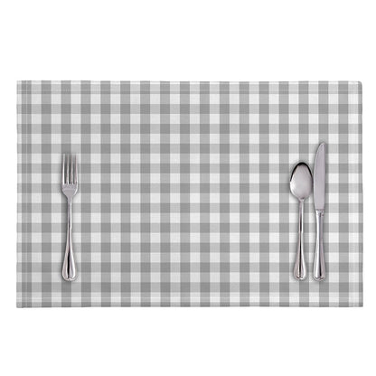 Grey And White Check Pattern Print Placemat