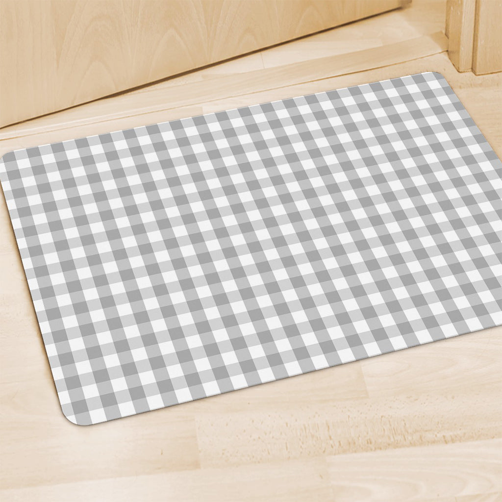 Grey And White Check Pattern Print Polyester Doormat