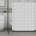 Grey And White Check Pattern Print Polyester Shower Curtain