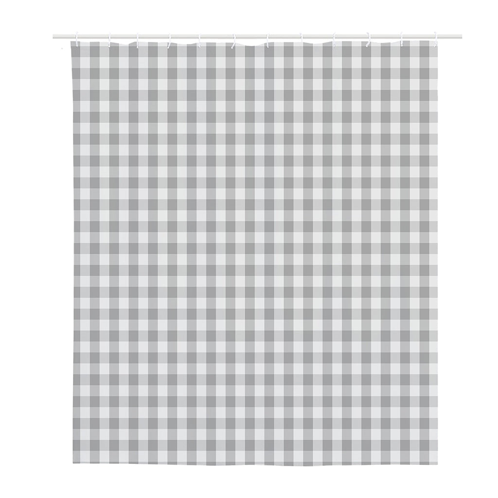 Grey And White Check Pattern Print Polyester Shower Curtain