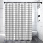 Grey And White Check Pattern Print Premium Shower Curtain