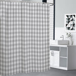 Grey And White Check Pattern Print Premium Shower Curtain