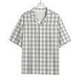 Grey And White Check Pattern Print Rayon Hawaiian Shirt