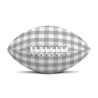 Grey And White Check Pattern Print Rugby Ball