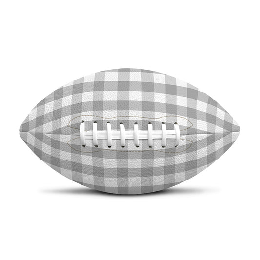 Grey And White Check Pattern Print Rugby Ball
