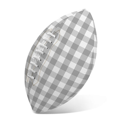 Grey And White Check Pattern Print Rugby Ball