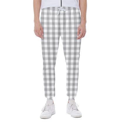 Grey And White Check Pattern Print Scuba Joggers