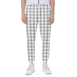 Grey And White Check Pattern Print Scuba Joggers