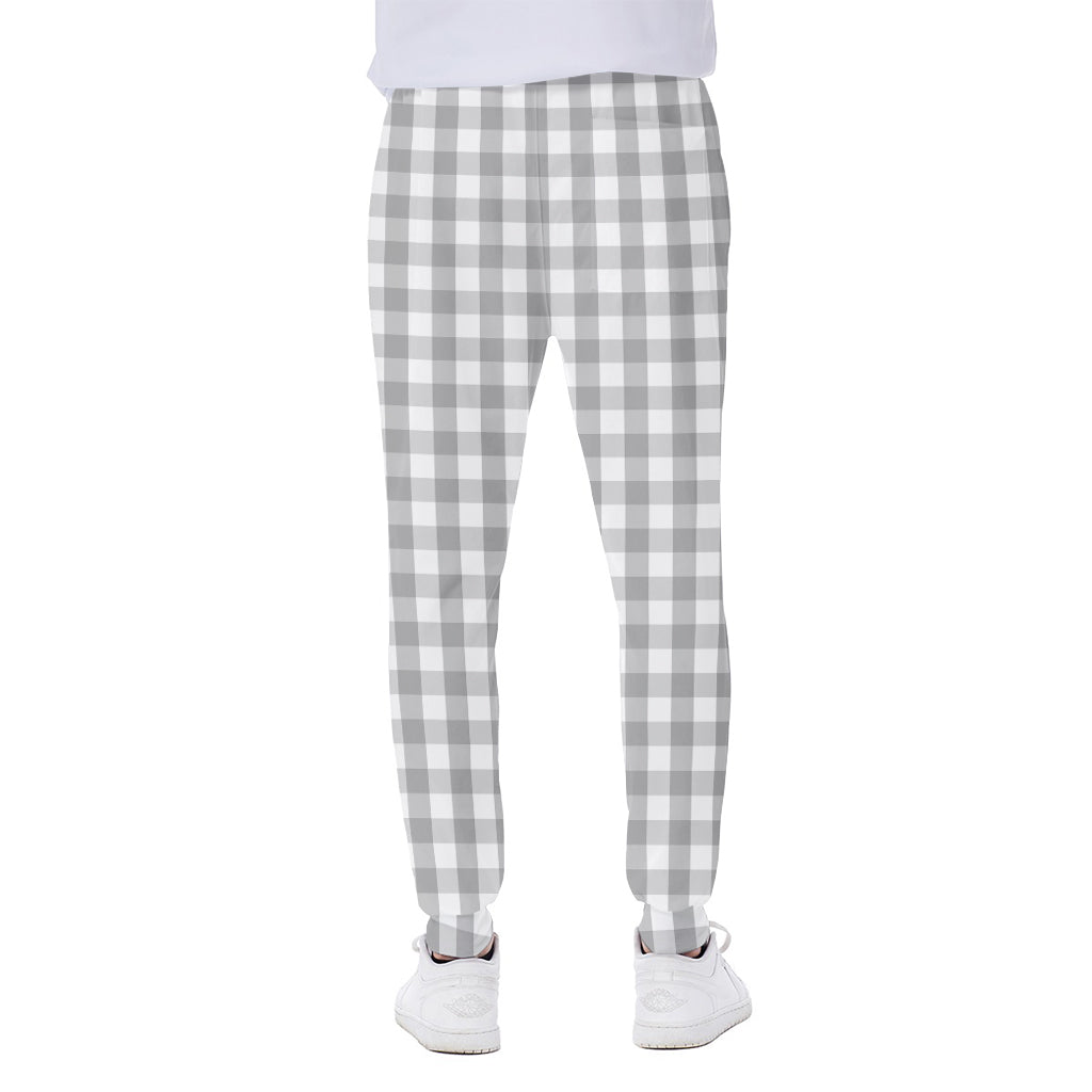 Grey And White Check Pattern Print Scuba Joggers