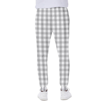 Grey And White Check Pattern Print Scuba Joggers