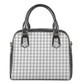 Grey And White Check Pattern Print Shoulder Handbag